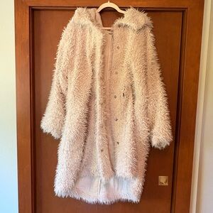 Free People Faux Fur Cream Coat